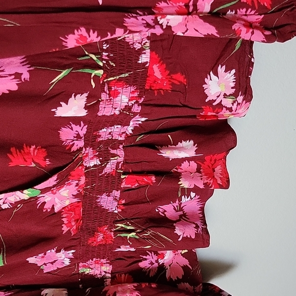 Express Romantic floral long sleeve surplice peplum top XL - Picture 5 of 8